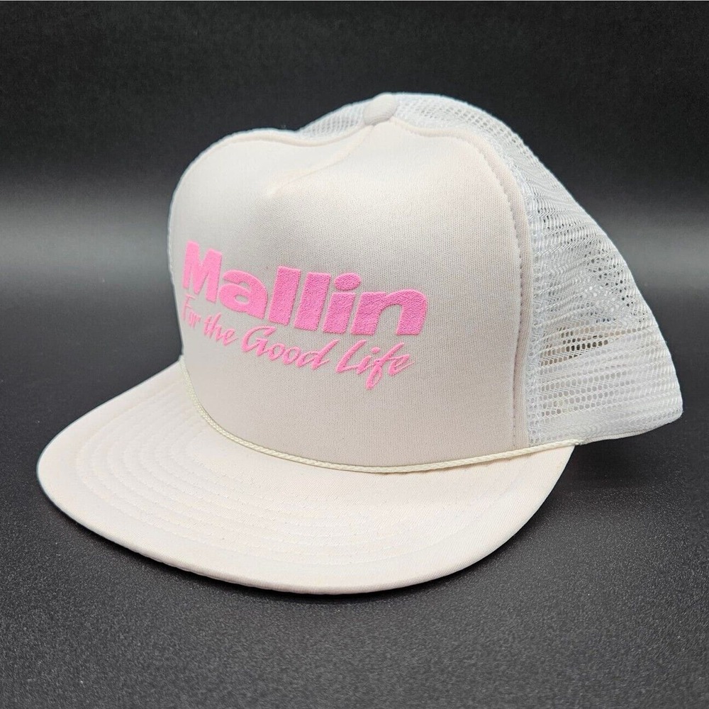 Vintage Mallin For The Good Of Life Mesh Rope‎ Snapback Trucker Hat White 90's